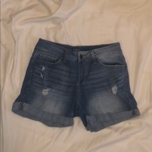 Time and Tru Light Wash Ripped Jean Shorts